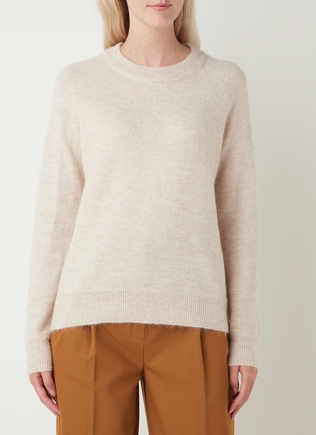 Selected Lulu fijngebreide pullover in wolblend - detail beige