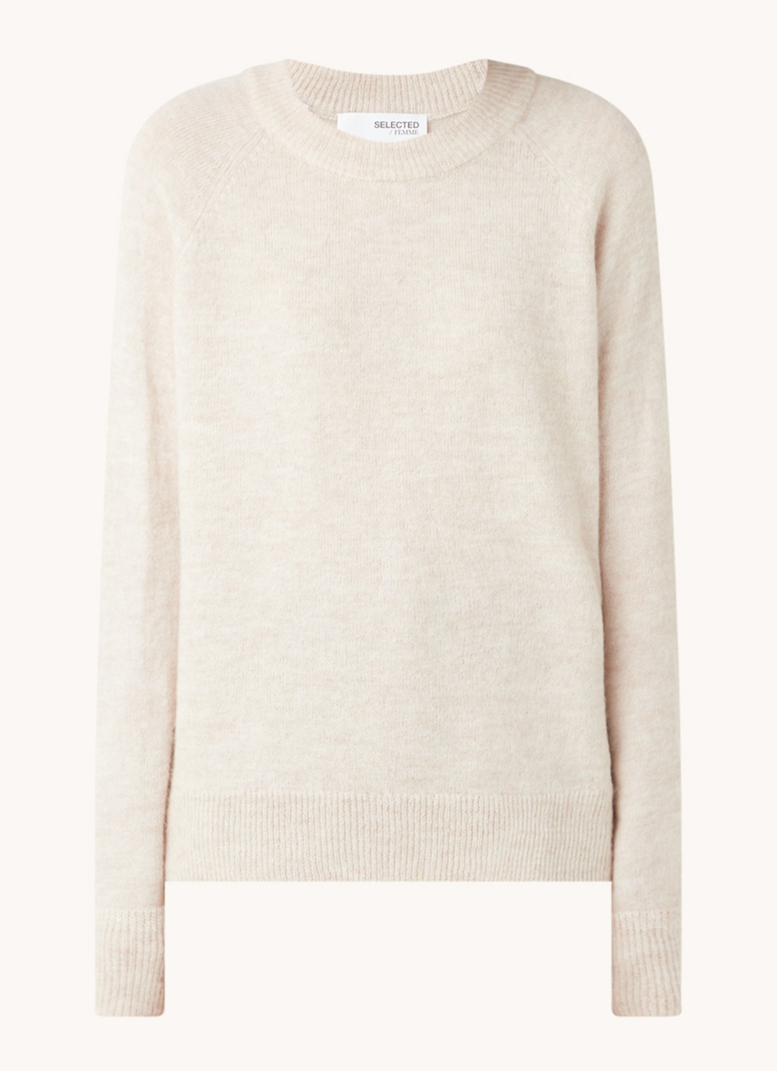 Selected Lulu fijngebreide pullover in wolblend - voorkant 3 beige