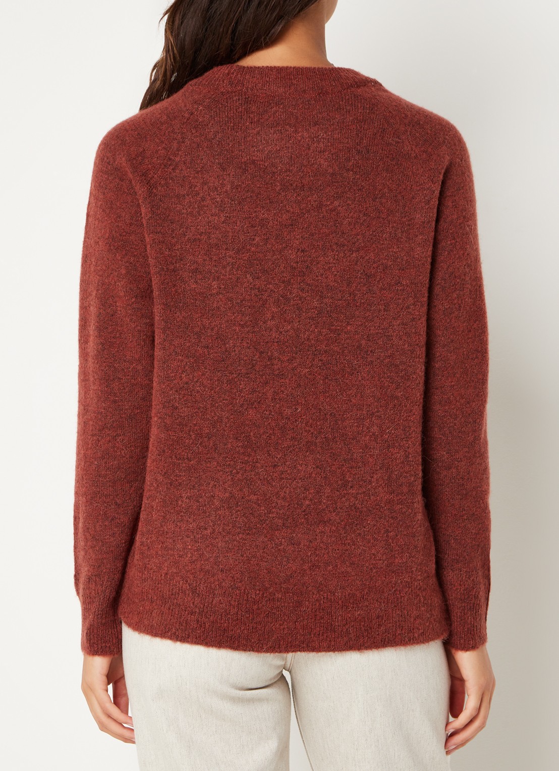 Selected Lulu fijngebreide pullover in wolblend - achterkant 2 donkeroranje