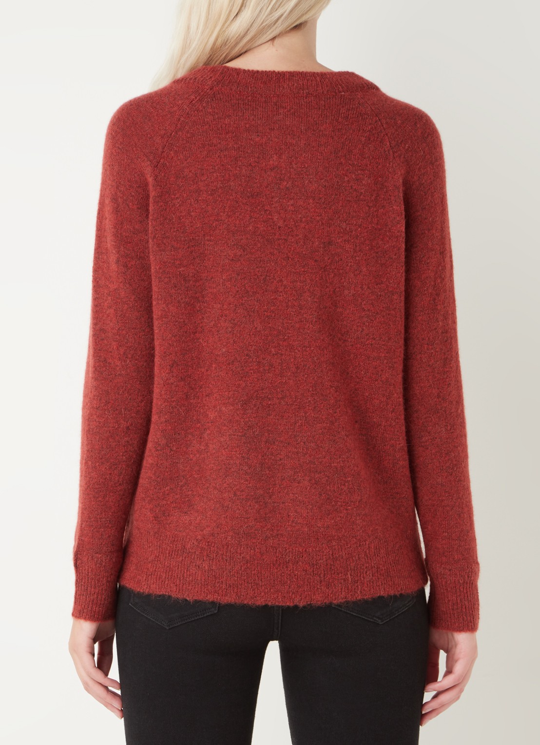 Selected Lulu fijngebreide pullover in wolblend - achterkant 4 steenrood