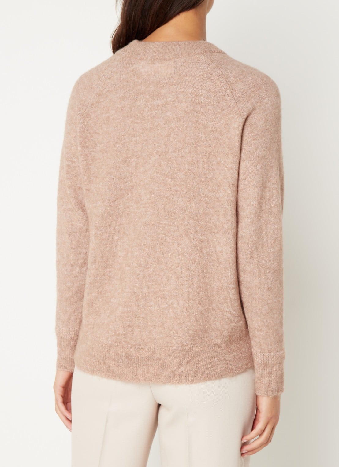 Selected Lulu fijngebreide pullover in wolblend - achterkant lichtbruin