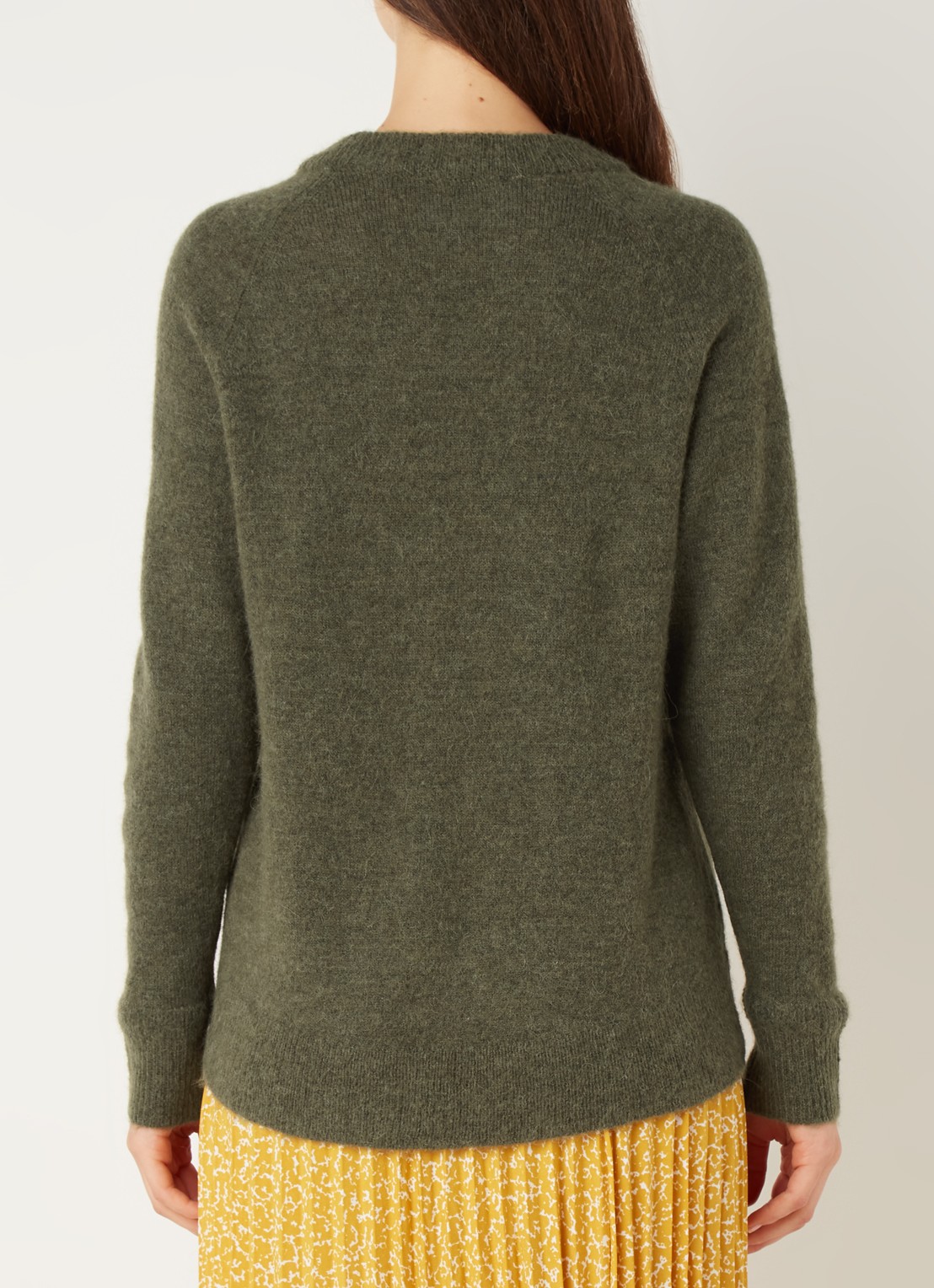 Selected Lulu fijngebreide pullover in wolblend - achterkant 3 donkergroen