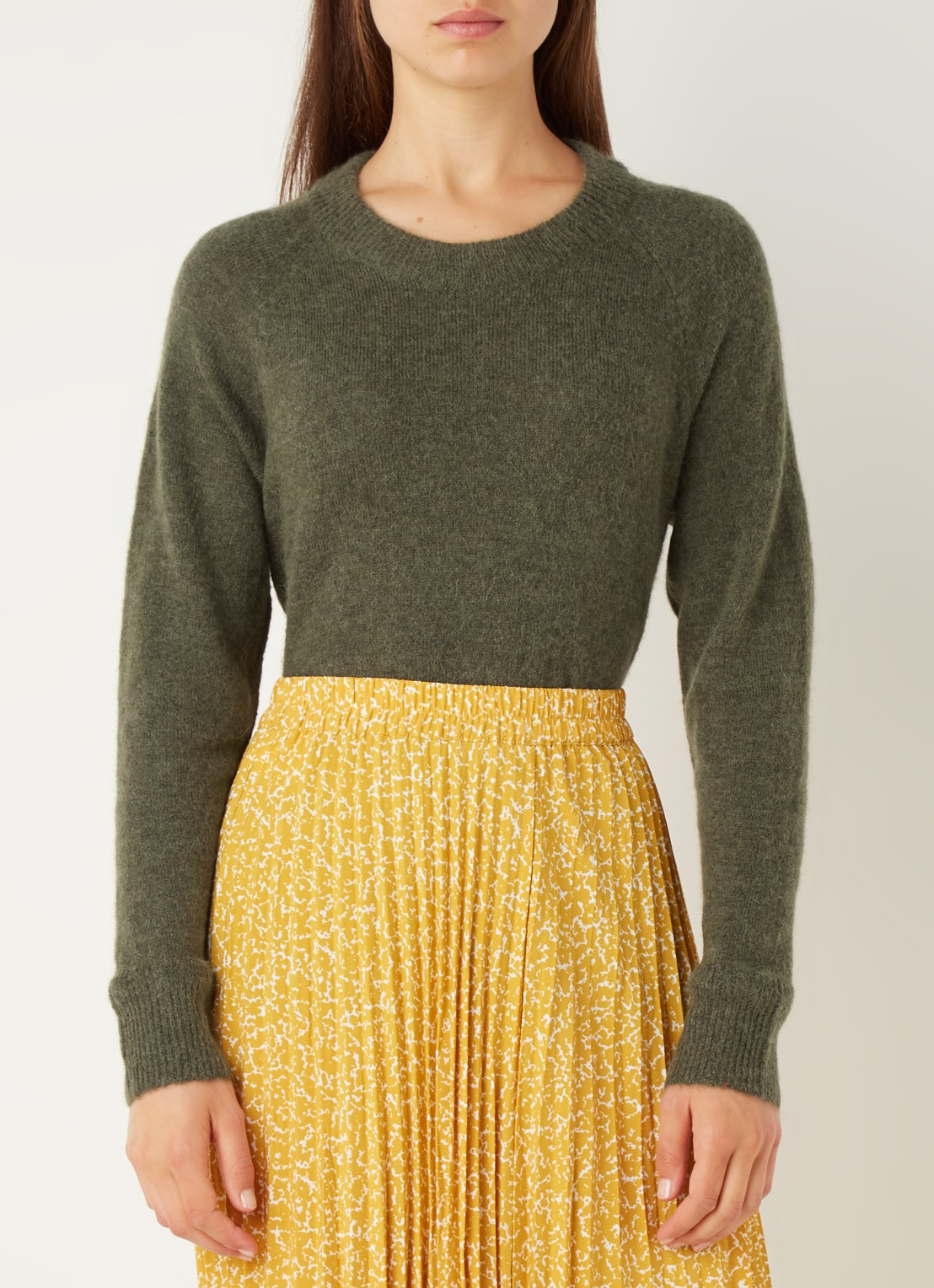 Selected Lulu fijngebreide pullover in wolblend - detail 4 donkergroen