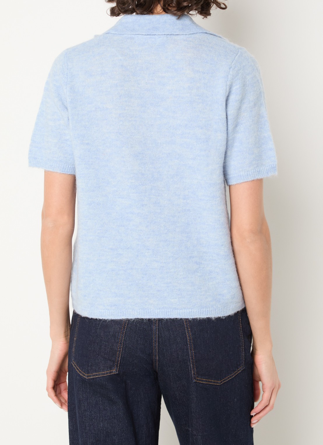 Selected Lulu fijngebreide trui in alpaca wolblend met kraag - achterkant 4 blauw