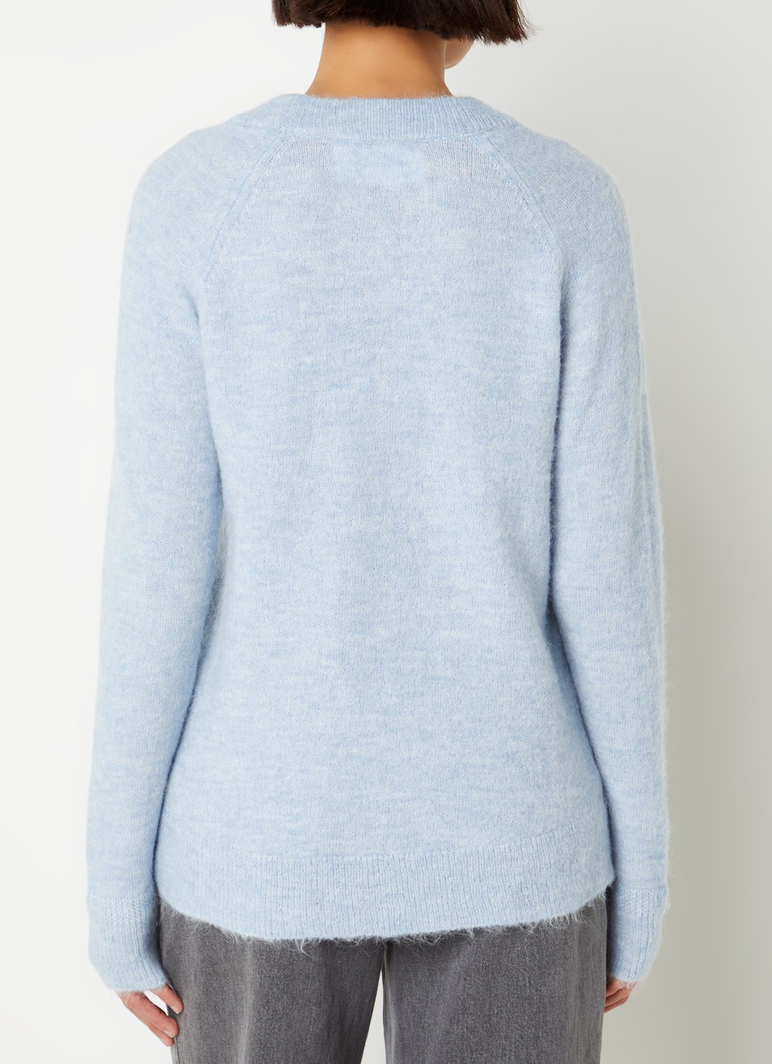 Selected Lulu fijngebreide trui in alpaca wolblend - achterkant lichtblauw