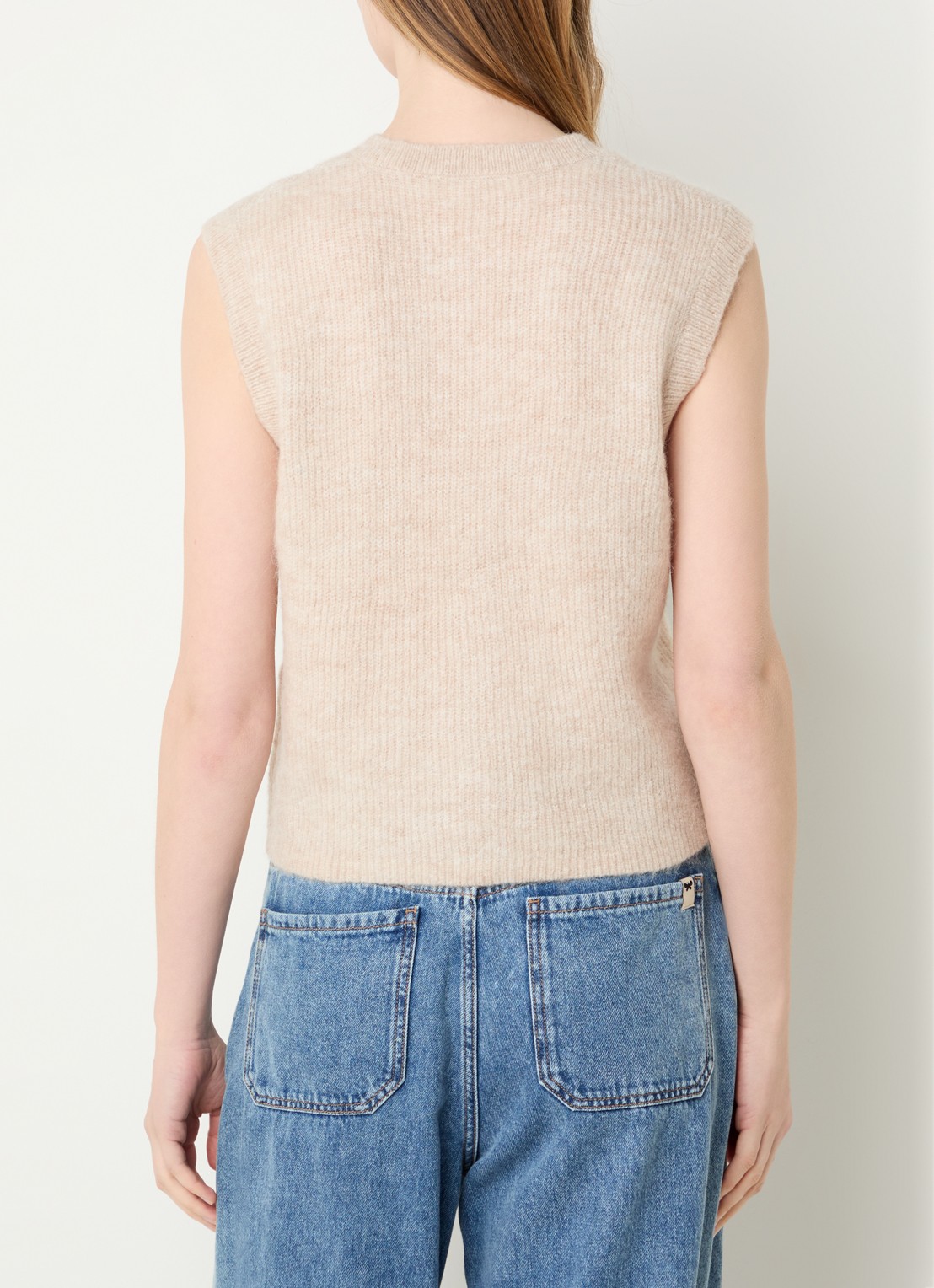 Selected Lulu grofgebreid gilet van alpaca wol - achterkant 4 beige