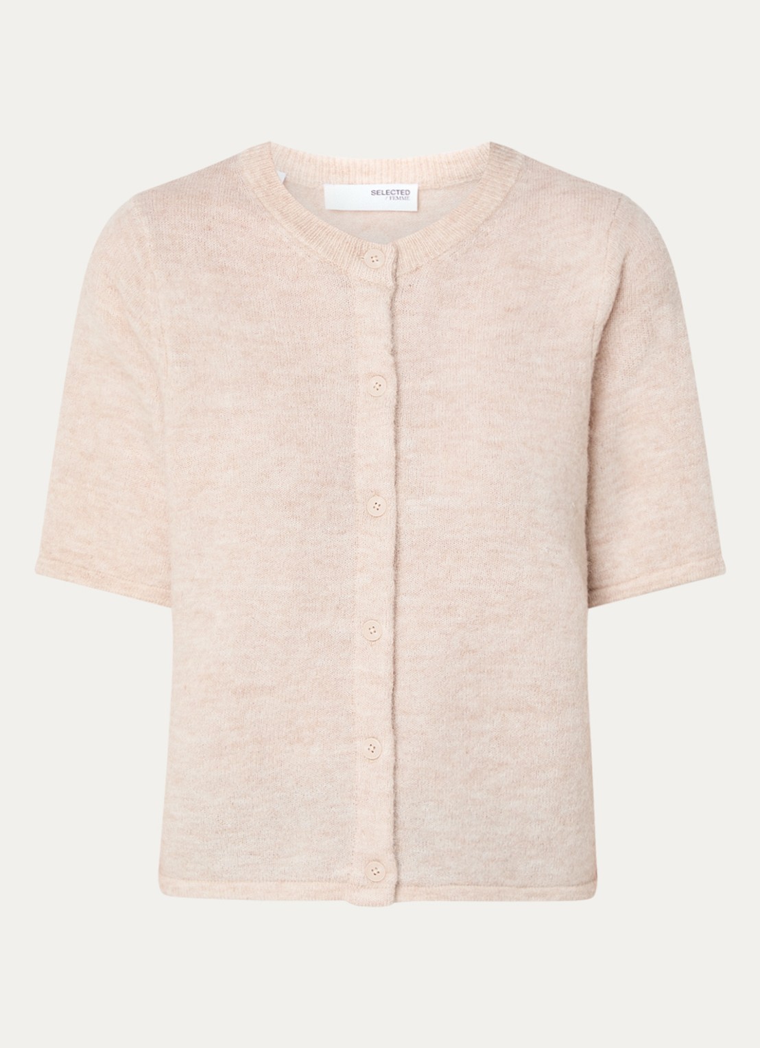 Selected Lulu grofgebreid vest in alpaca wolblend - voorkant 2 zand