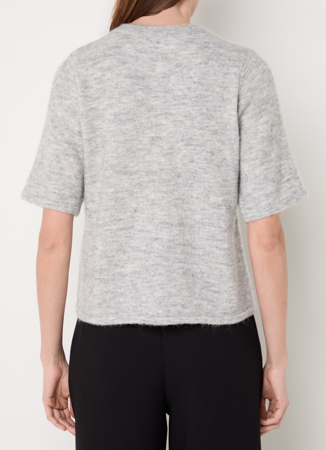 Selected Lulu grofgebreid vest in alpaca wolblend - achterkant lichtgrijs