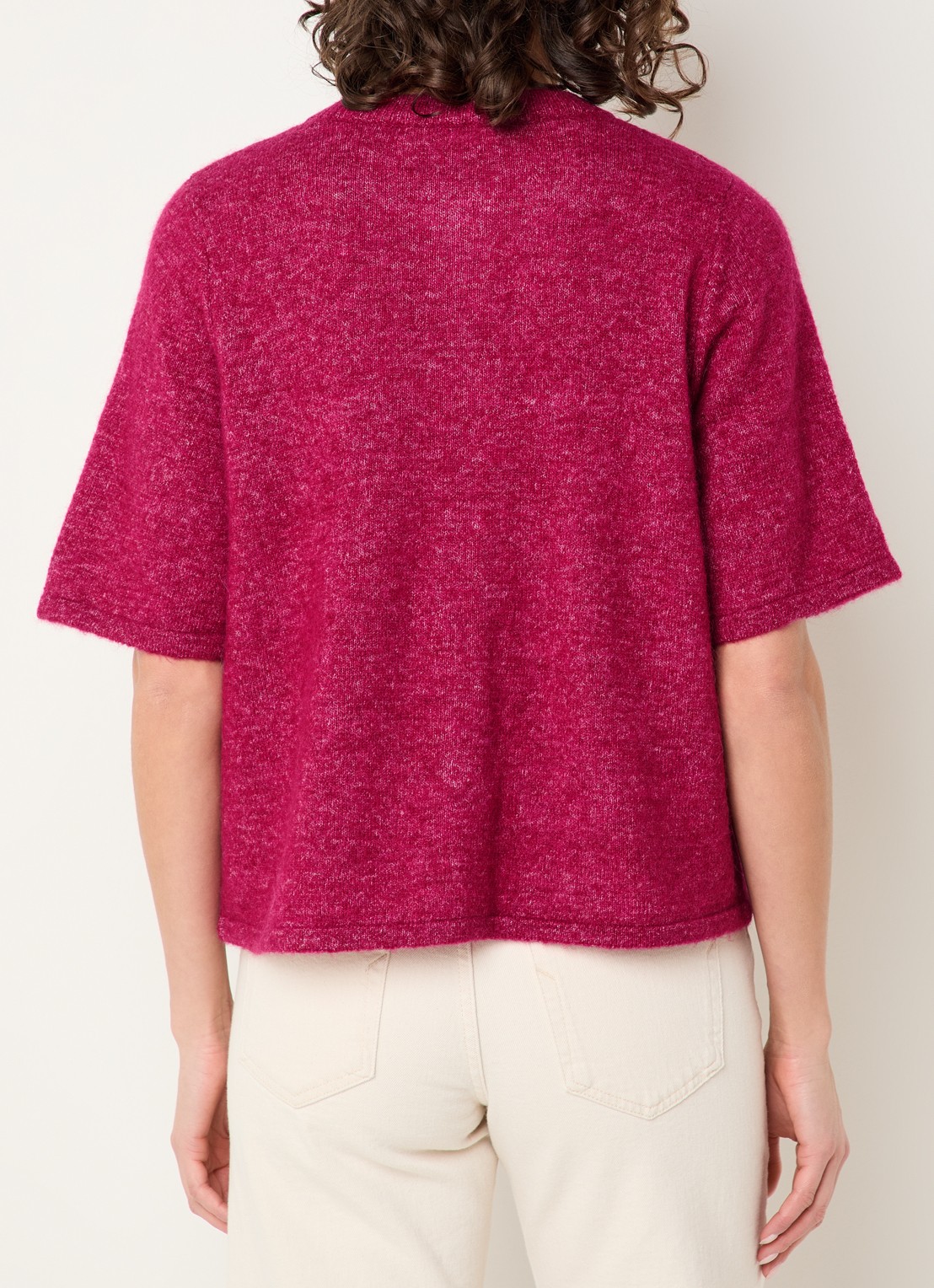 Selected Lulu grofgebreid vest in alpaca wolblend - achterkant cranberryrood