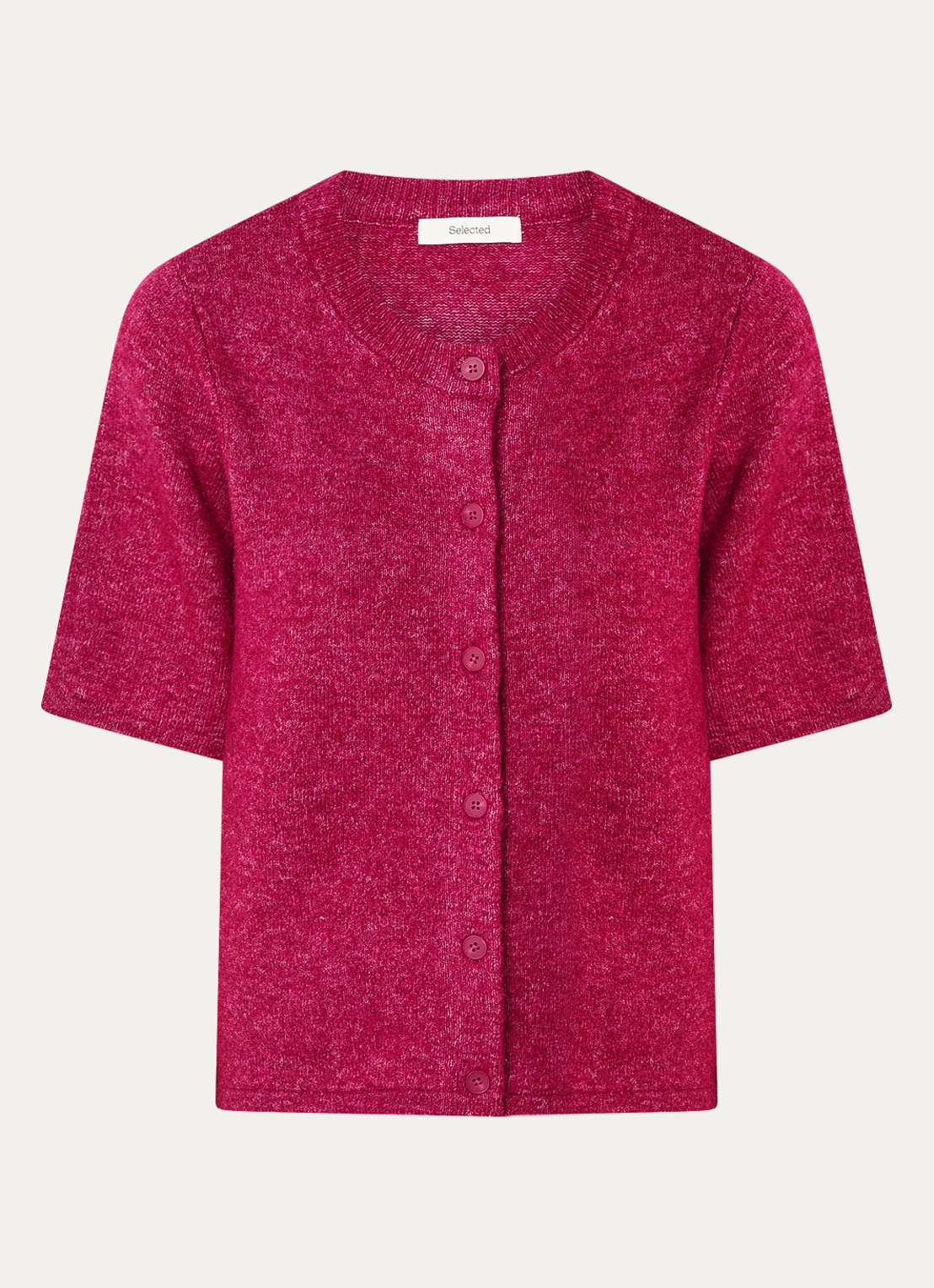 Selected Lulu grofgebreid vest in alpaca wolblend - voorkant 2 cranberryrood