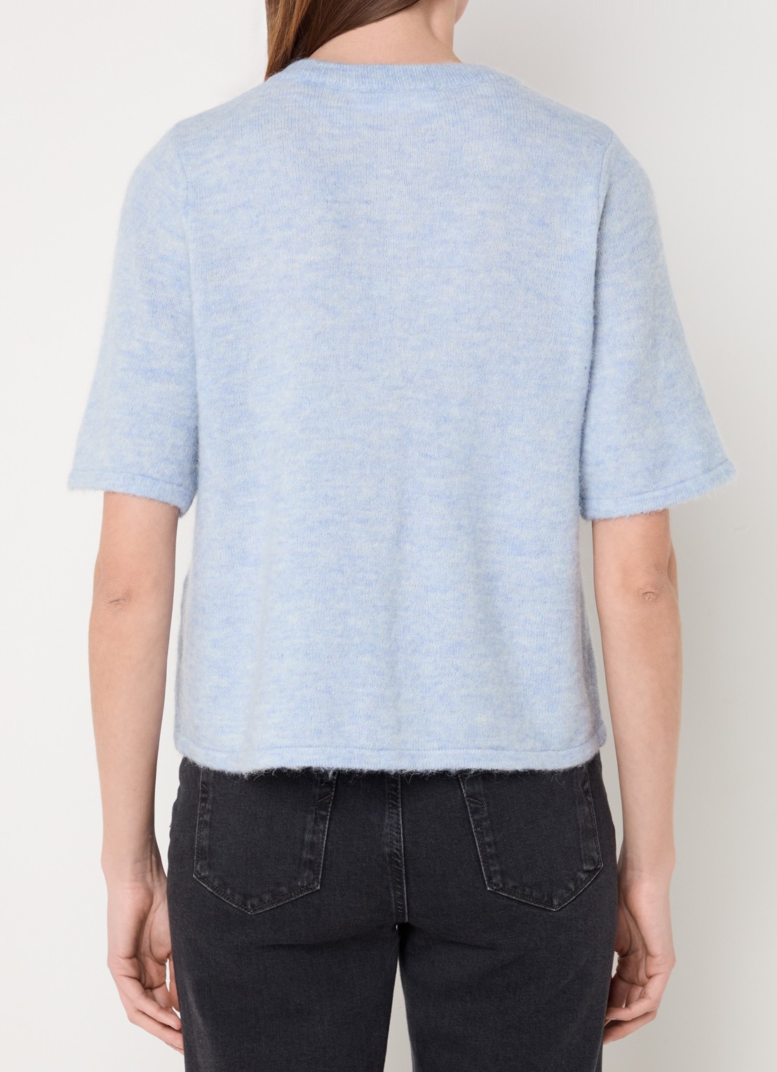 Selected Lulu grofgebreid vest in alpaca wolblend - achterkant blauw