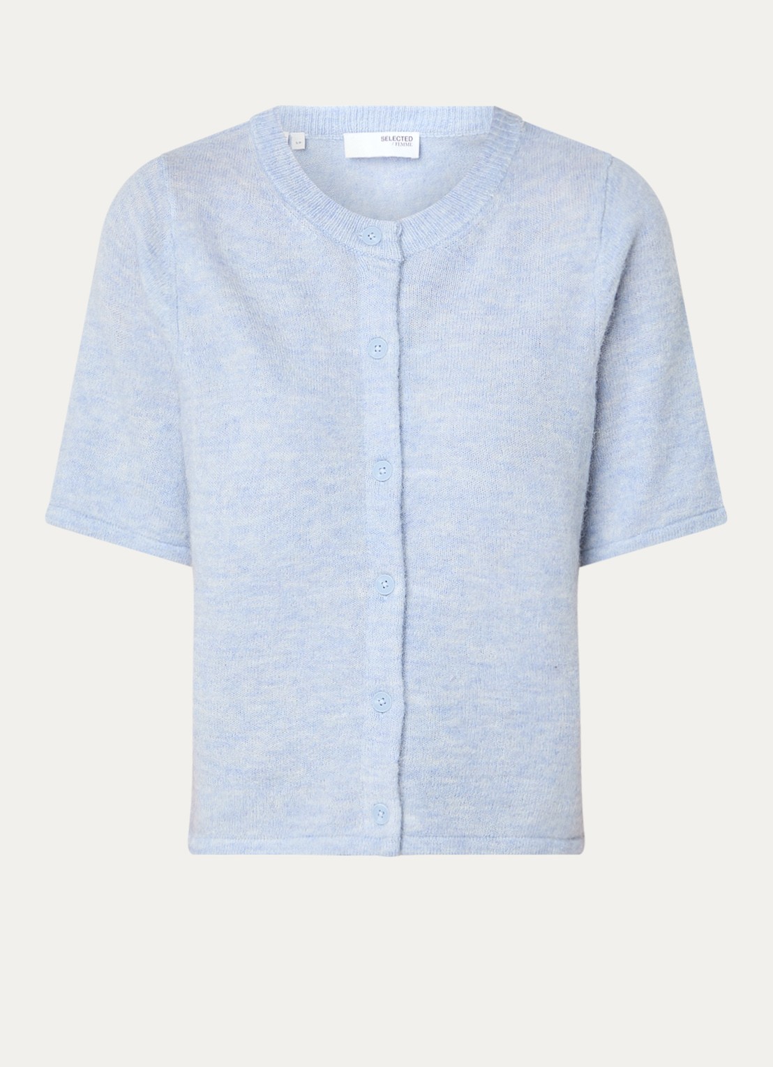 Selected Lulu grofgebreid vest in alpaca wolblend - voorkant 3 blauw