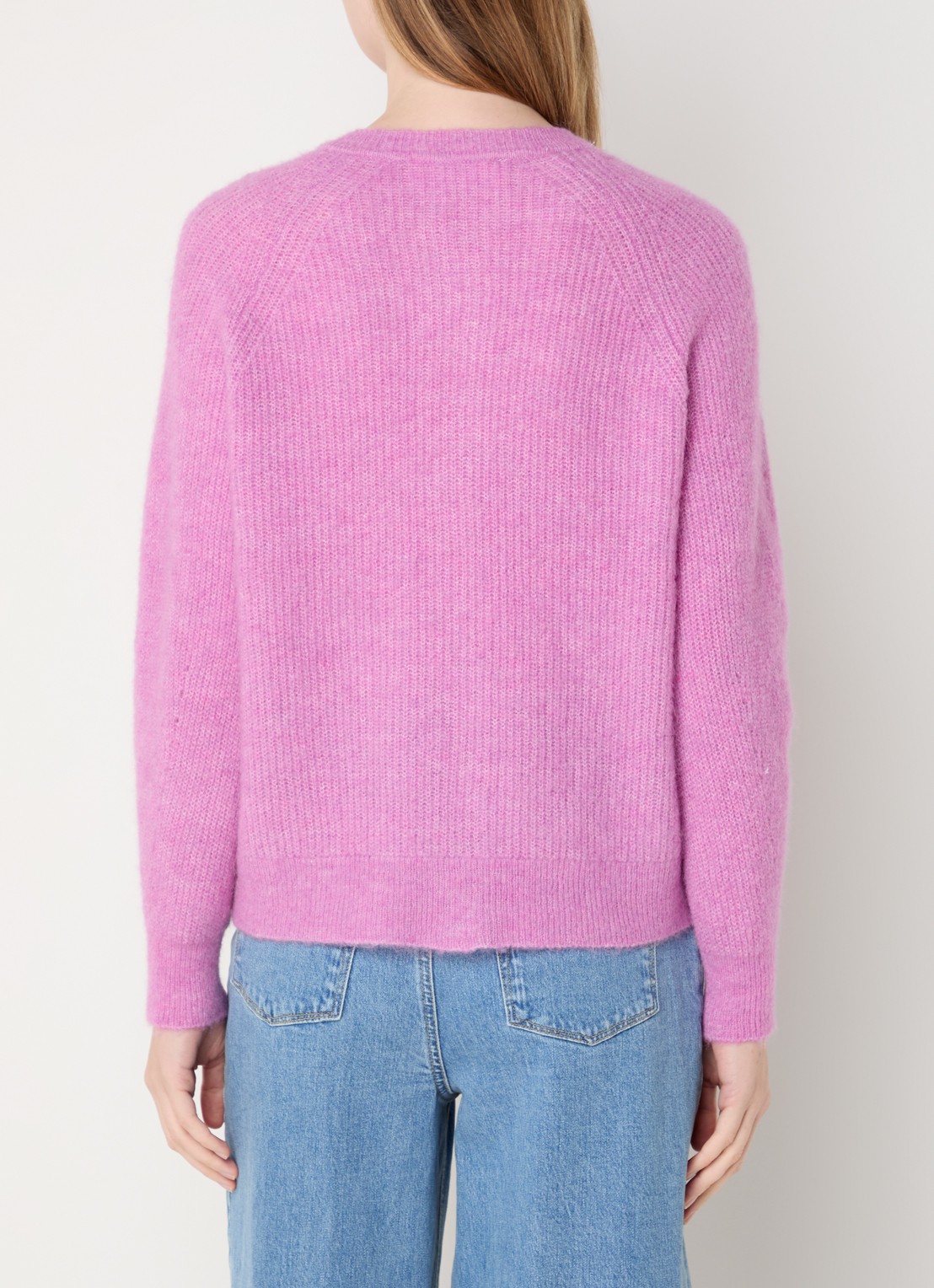 Selected Lulu grofgebreid vest in alpaca wolblend - achterkant 4 roze