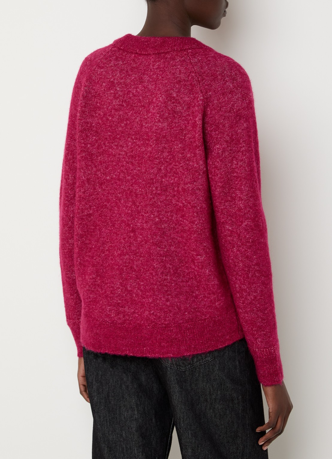 Selected Lulu grofgebreide trui in alpaca wolblend - achterkant cranberryrood
