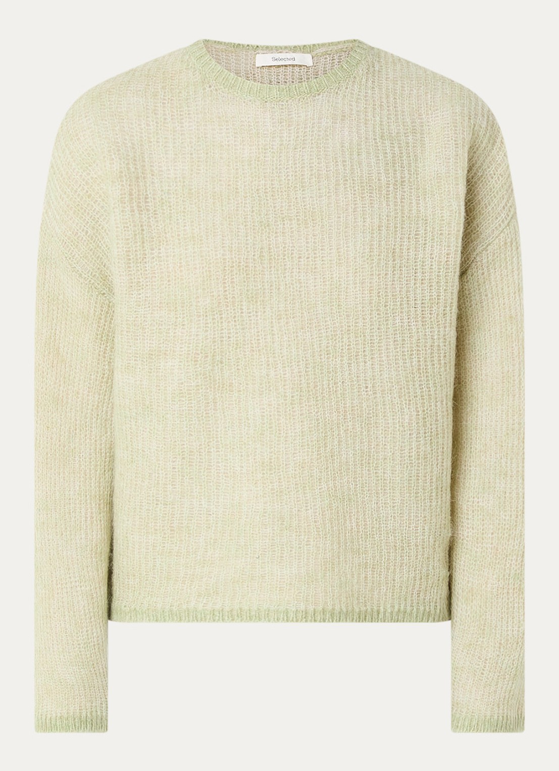 Selected Lulu grofgebreide trui in alpaca wolblend - voorkant 3 lindegroen