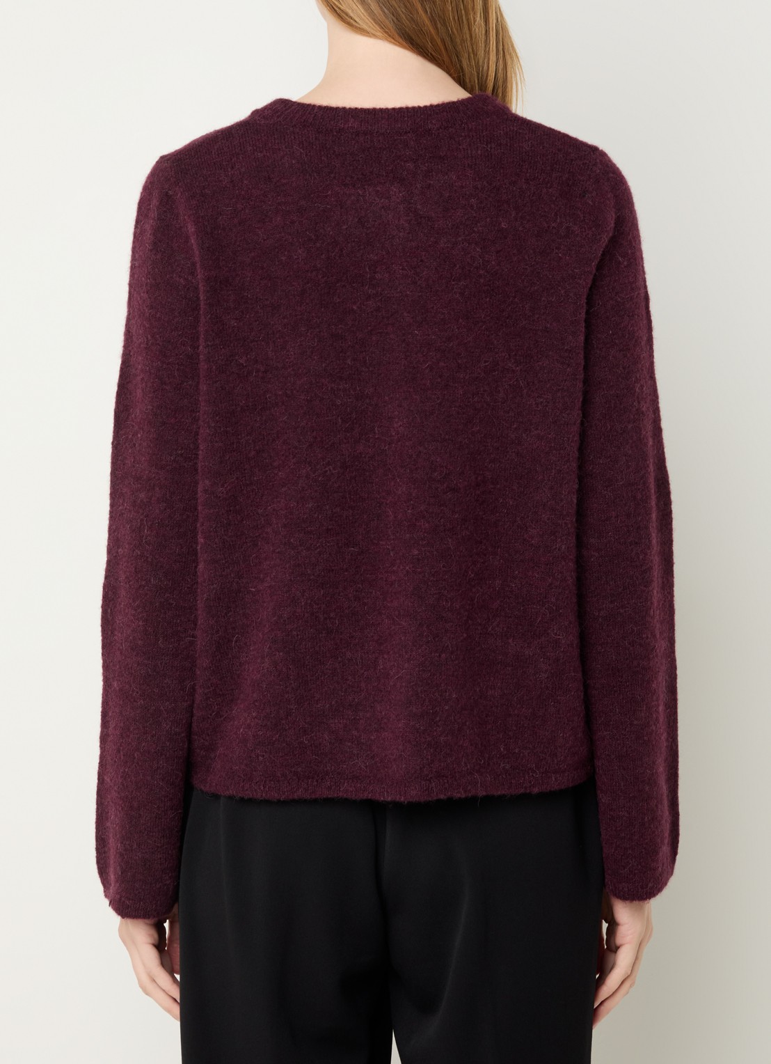 Selected Lulu grofgebreide vest in wolblend - achterkant aubergine