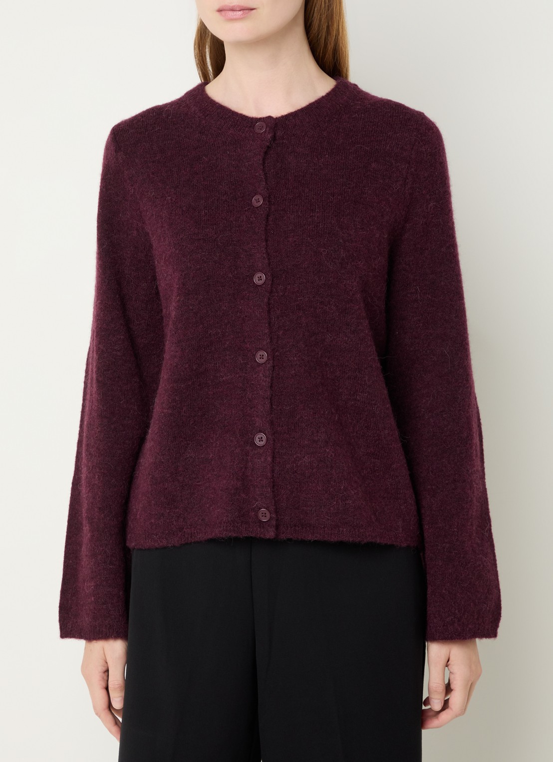 Selected Lulu grofgebreide vest in wolblend - detail 2 aubergine