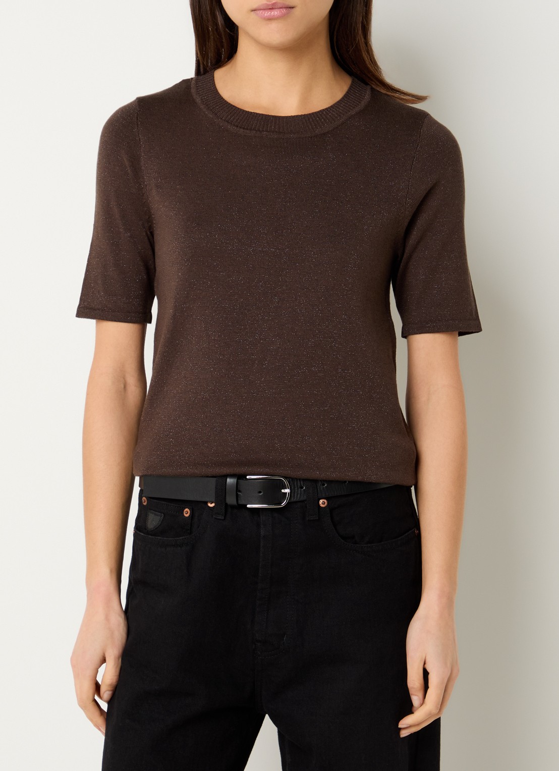 Selected Lura trui  met lurex - detail 3 bruin