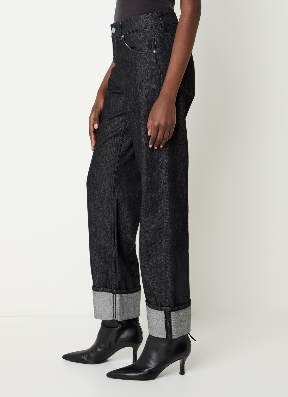 Selected Lyra high waist straight leg jeans met donkere wassing - detail 5 indigo