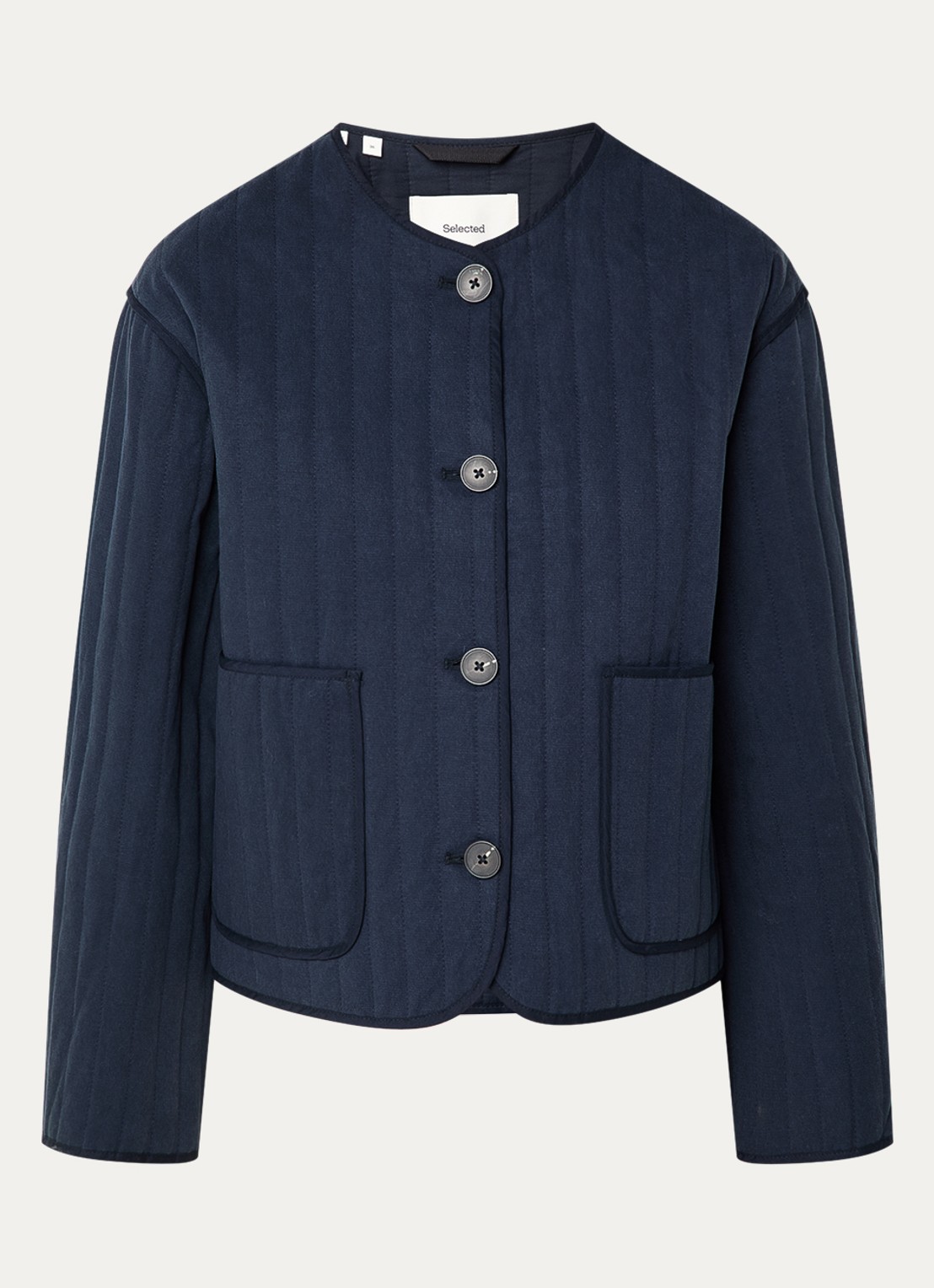 Selected Malina quilted jack met opgestikte zakken - voorkant 2 indigo