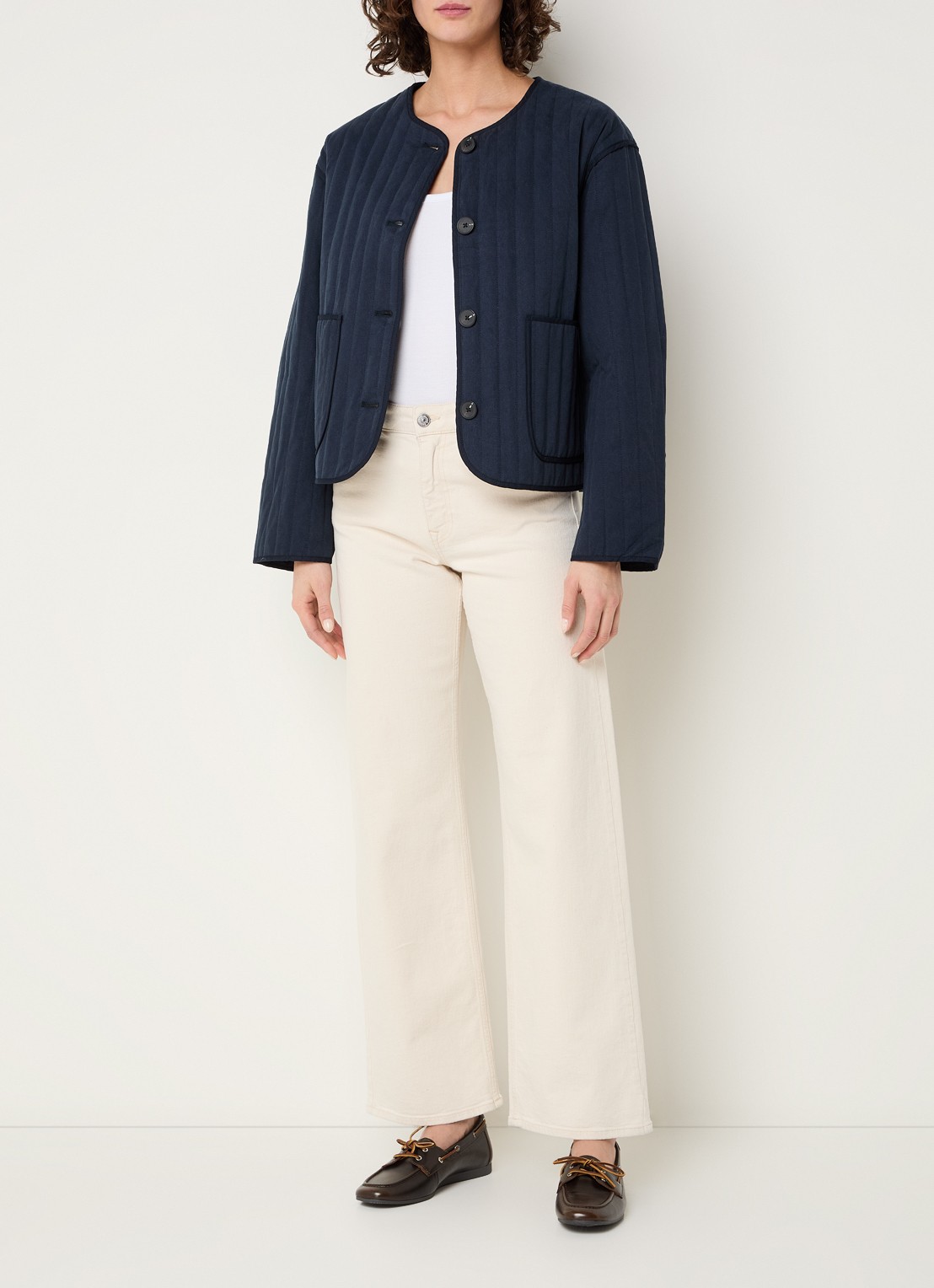 Selected Malina quilted jack met opgestikte zakken - voorkant 3 indigo