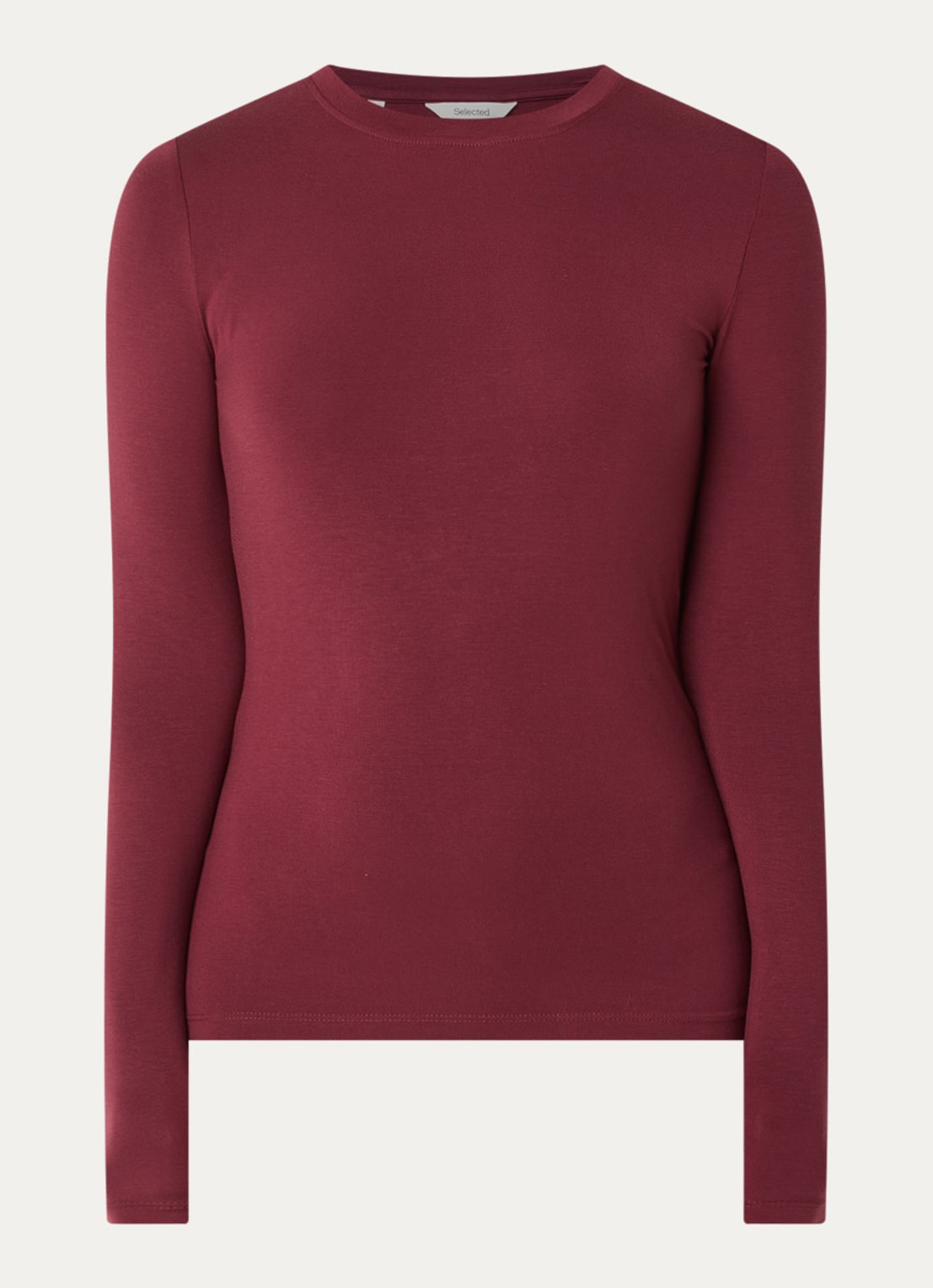 Selected Manja trui met ronde hals - voorkant 2 bordeauxrood
