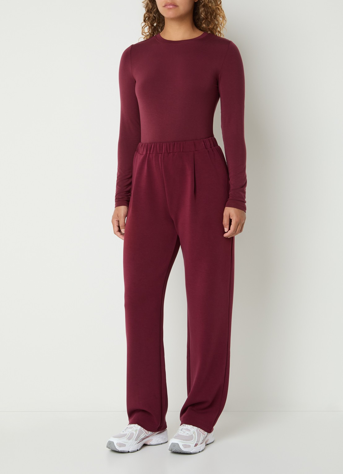Selected Manja trui met ronde hals - voorkant 3 bordeauxrood