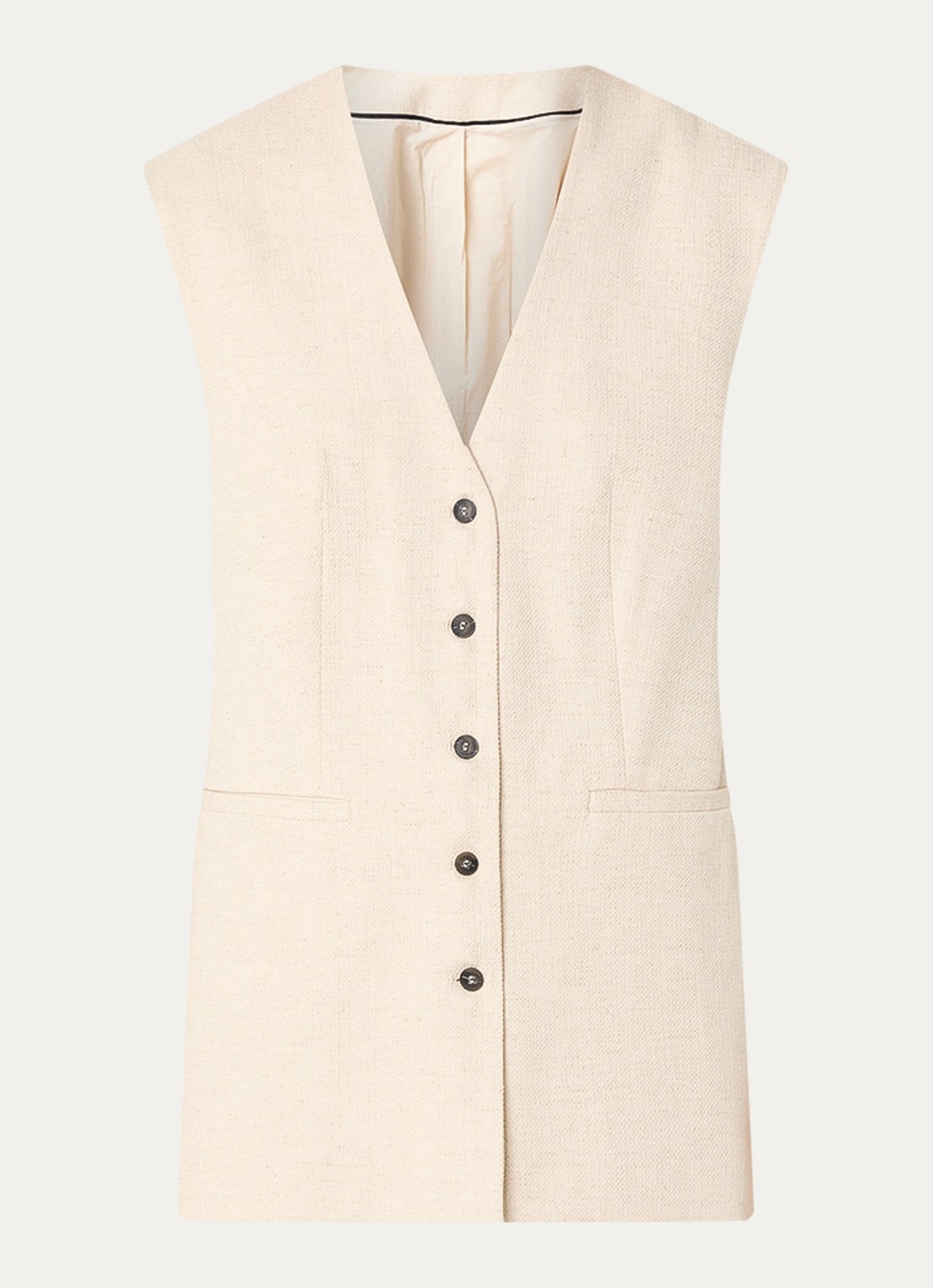 Selected Mara gilet in linnenblend - voorkant beige