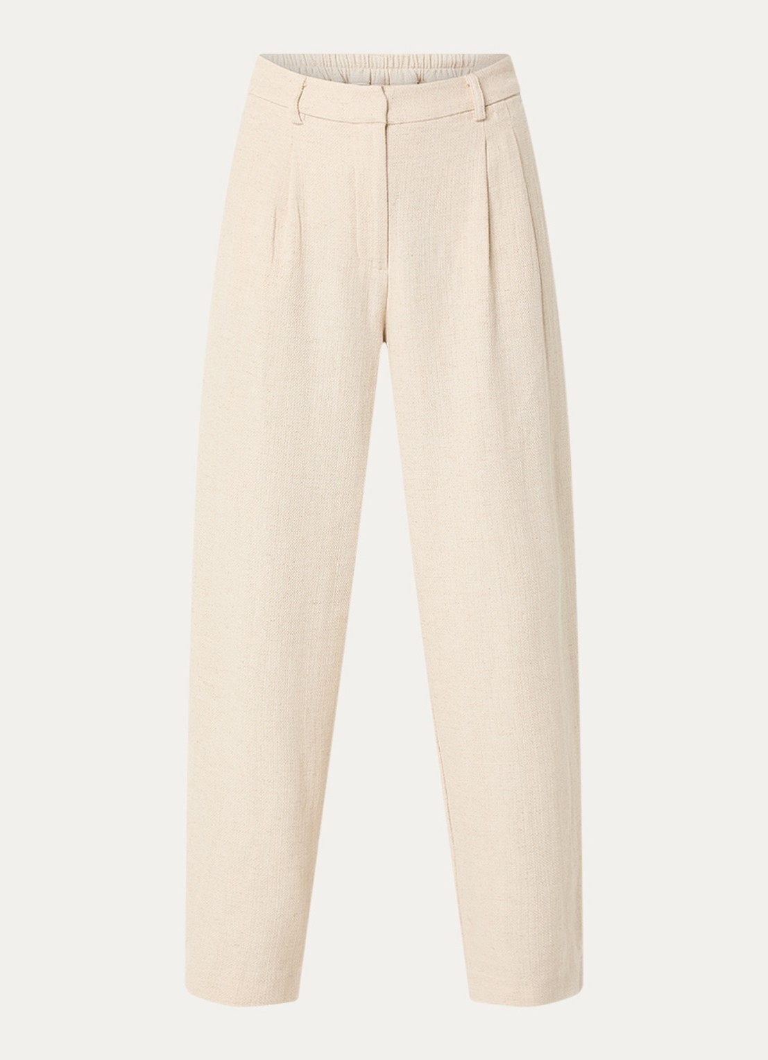 Selected Mara high waist straight fit pantalon in linnenblend met steekzakken - voorkant 3 creme