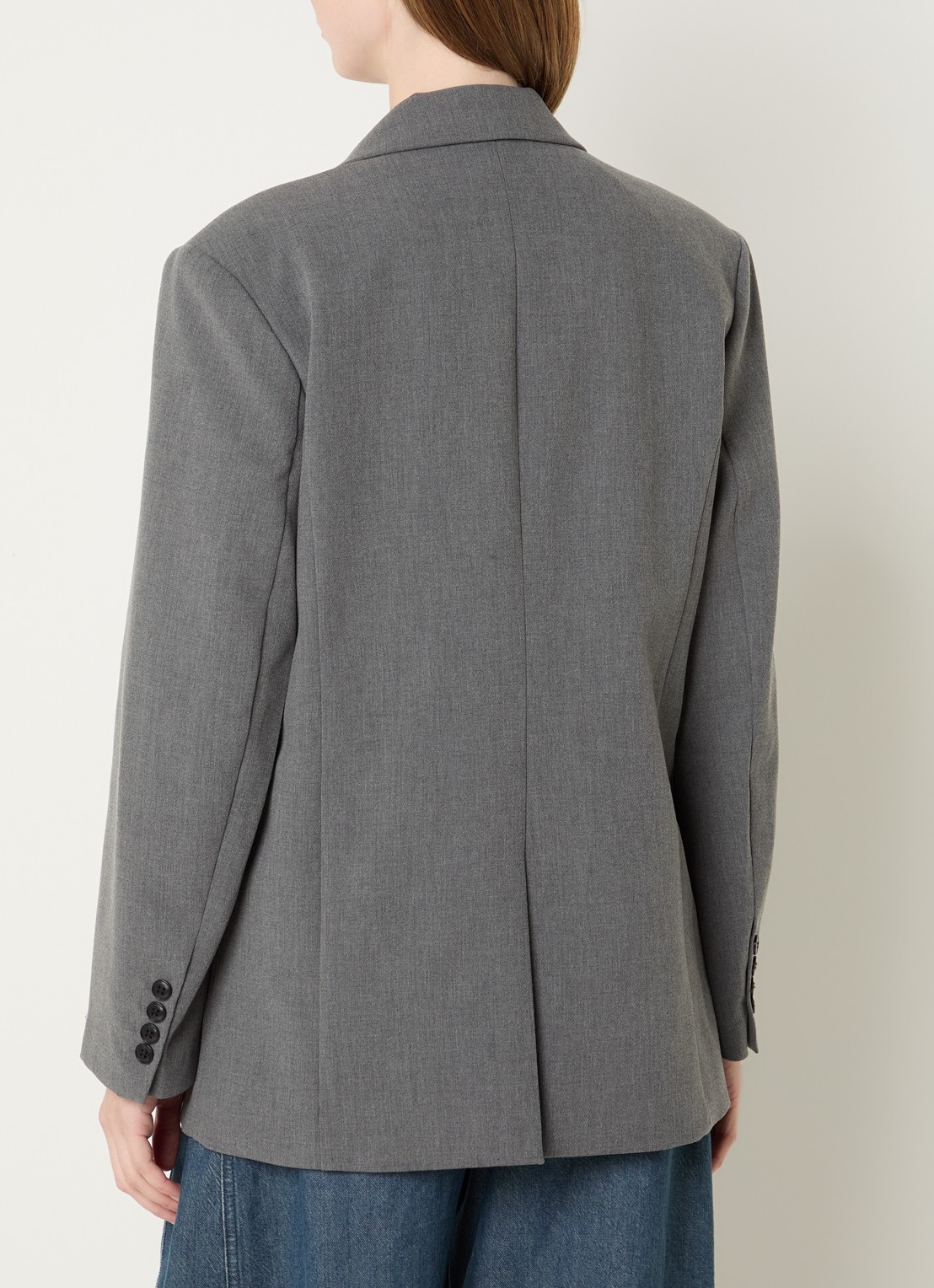 Selected Mara oversized blazer in wolblend met klepzakken - achterkant grijs