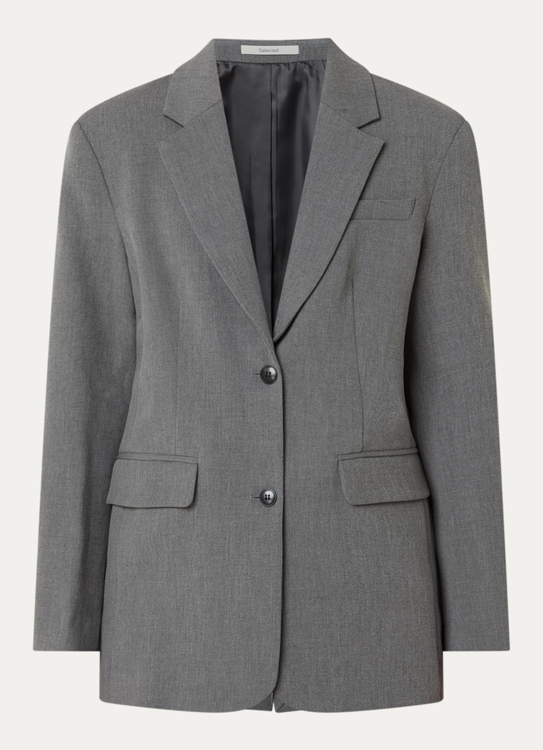 Selected Mara oversized blazer in wolblend met klepzakken - voorkant 3 grijs