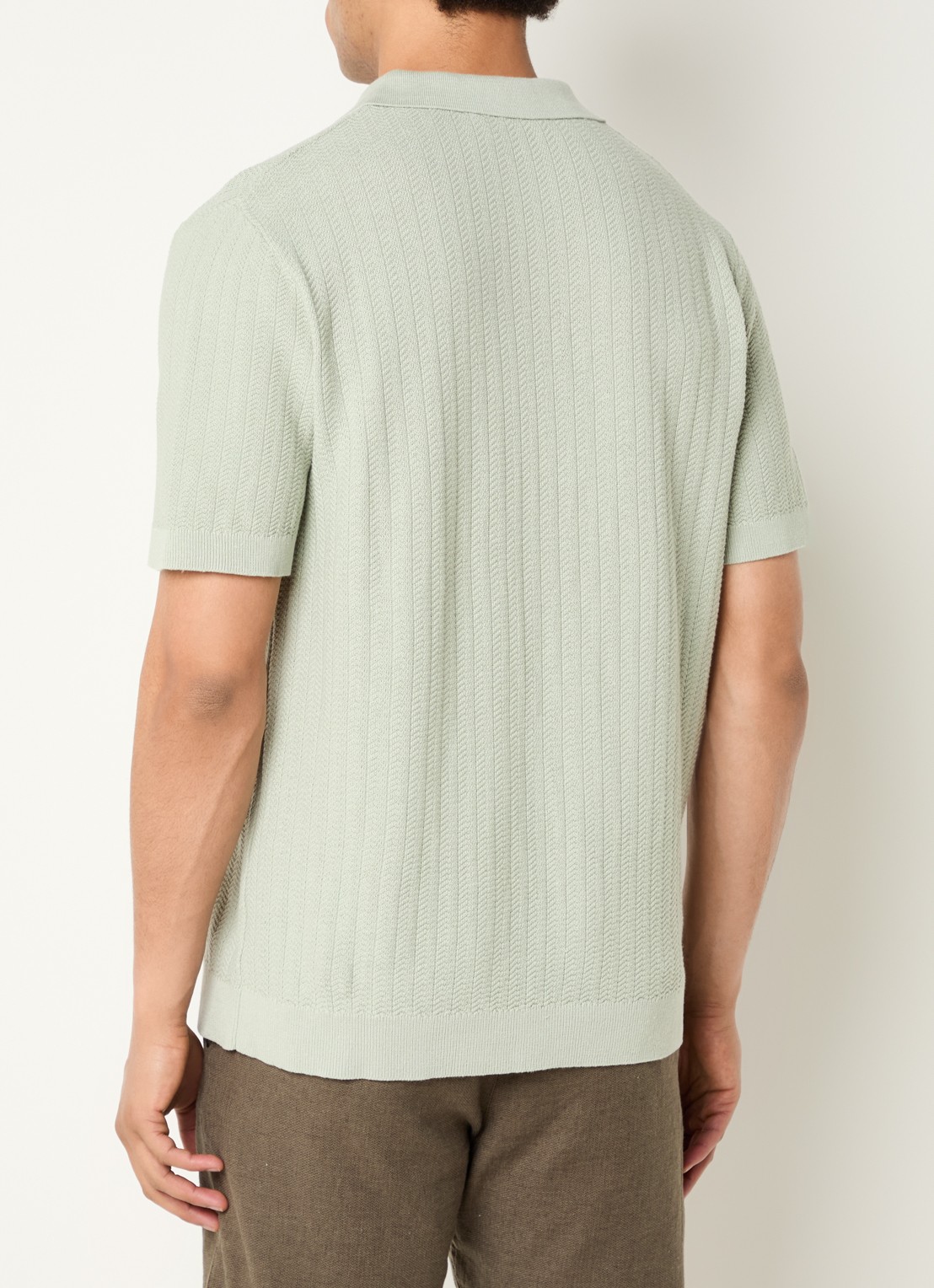 Selected Mattis regular fit polo in linnenblend - achterkant 4 lindegroen