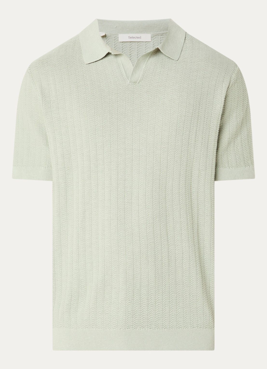 Selected Mattis regular fit polo in linnenblend - voorkant lindegroen