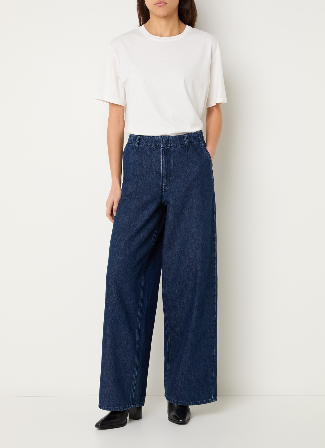 Selected Mella-Bora high waist wide leg jeans  - voorkant 4 indigo