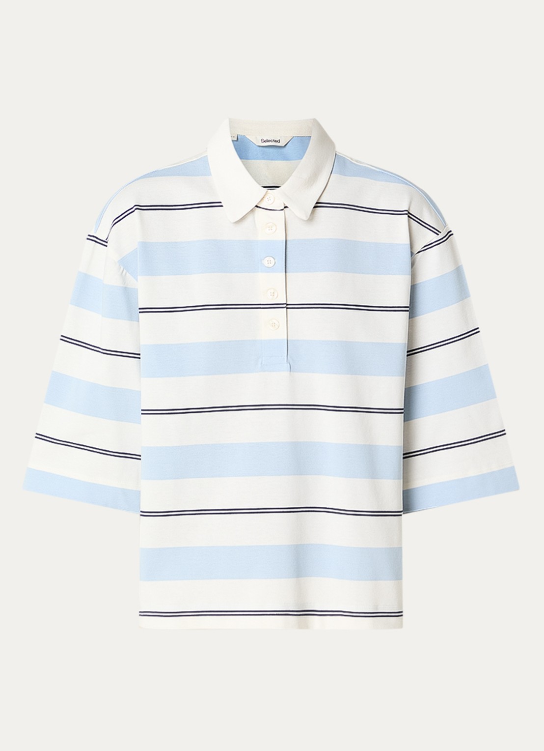 Selected Mellie top met polokraag - voorkant beige