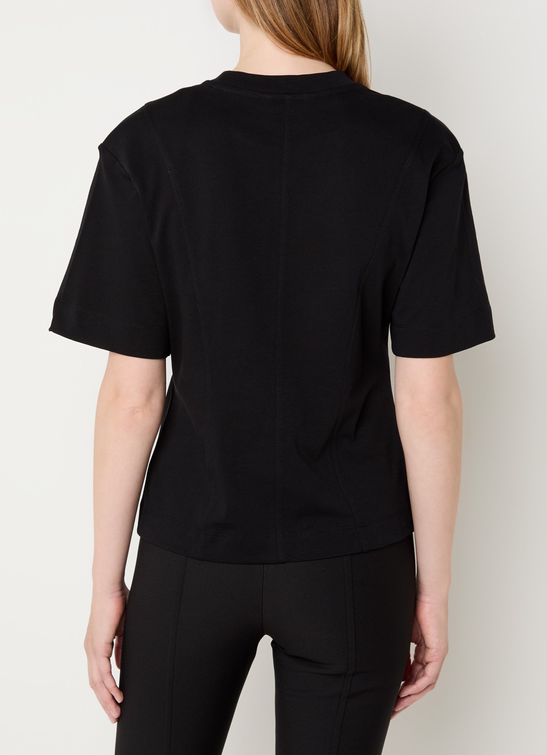 Selected Mesa T-shirt met schoudervulling en siernaad - achterkant zwart