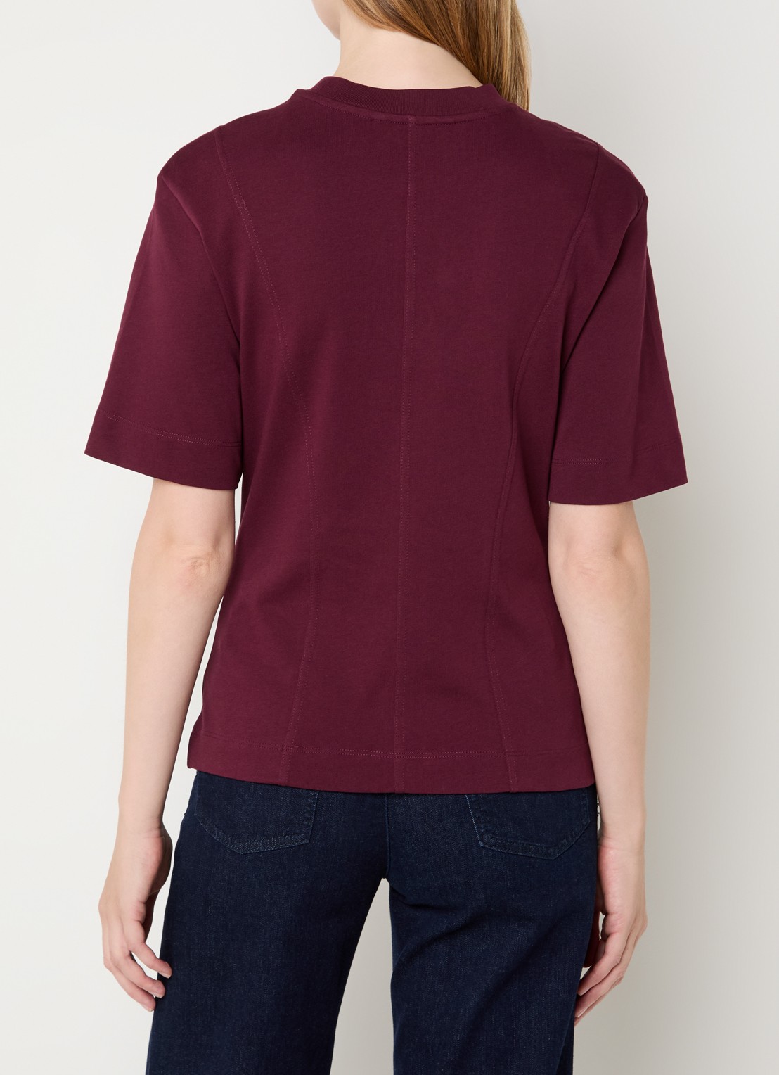 Selected Mesa T-shirt met schoudervulling en siernaad - achterkant 4 bordeauxrood