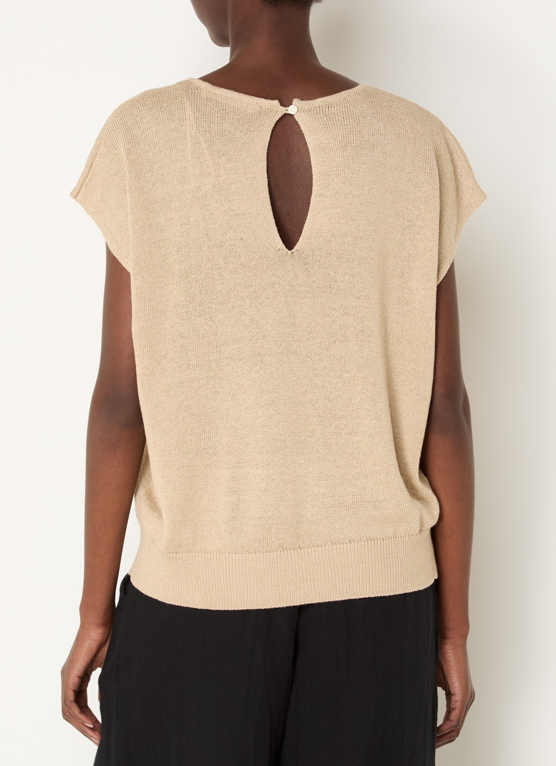 Selected Mia grofgebreide top in linnenblend met keyhole - achterkant 4 wit