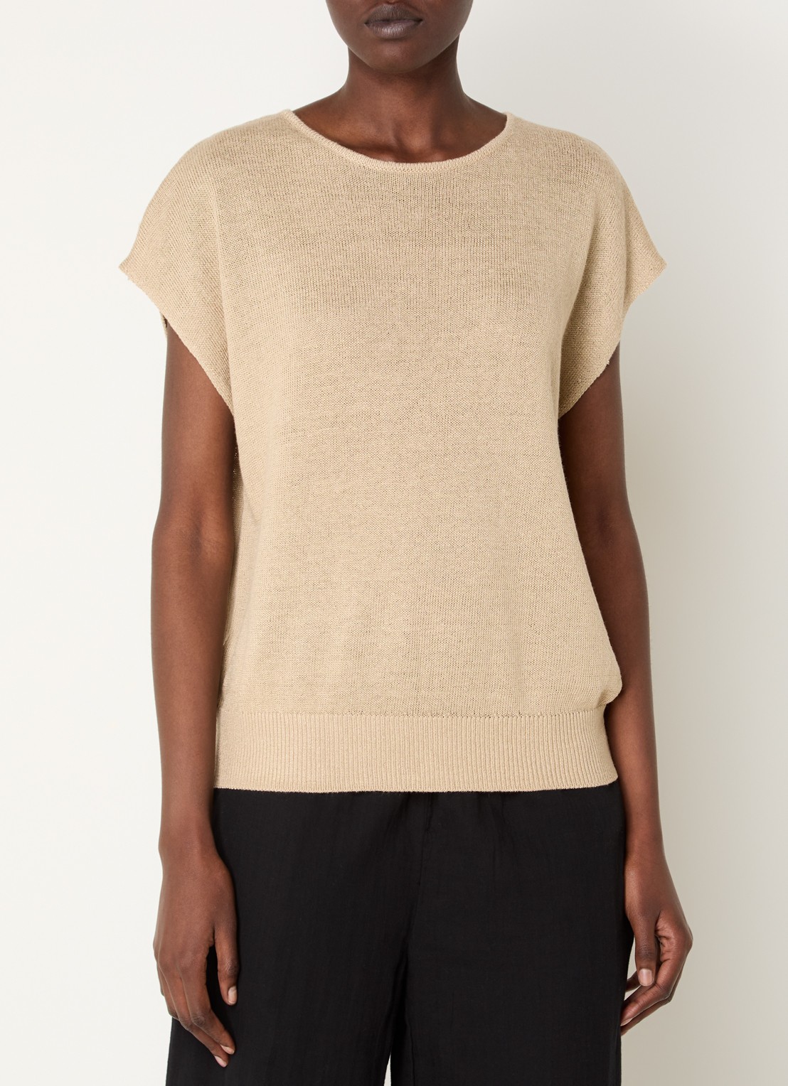 Selected Mia grofgebreide top in linnenblend met keyhole - detail 3 wit
