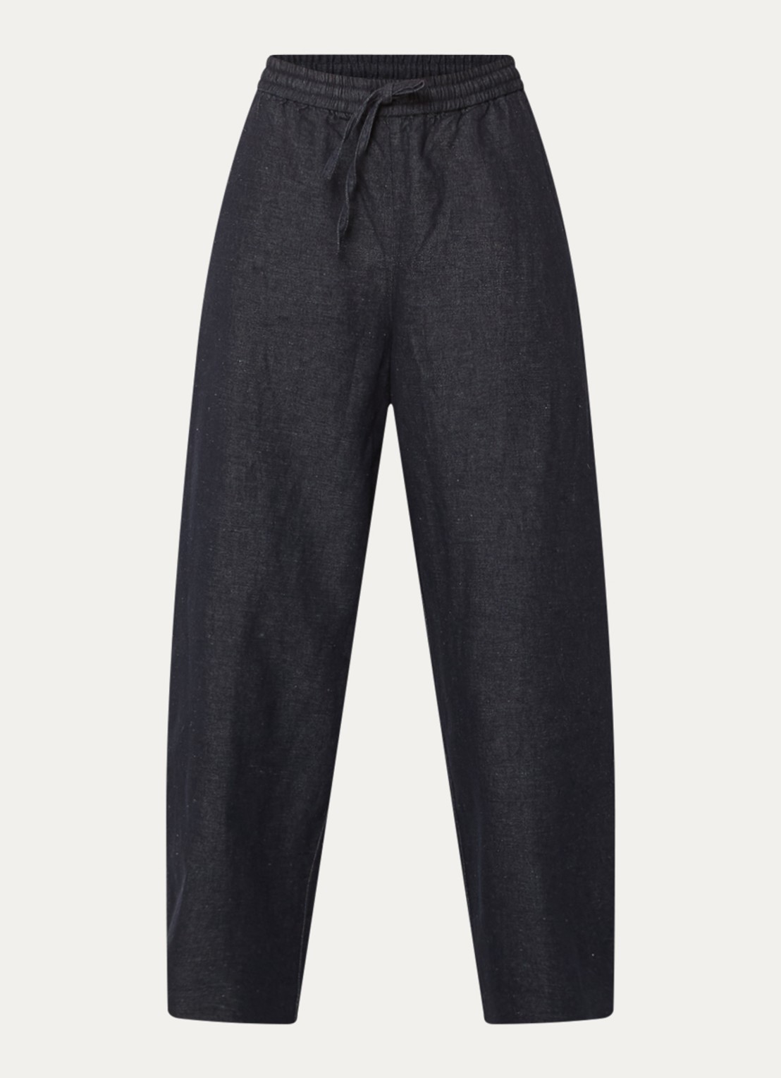 Selected Mid waist loose fit broek in linnenblend met steekzakken - voorkant donkerblauw