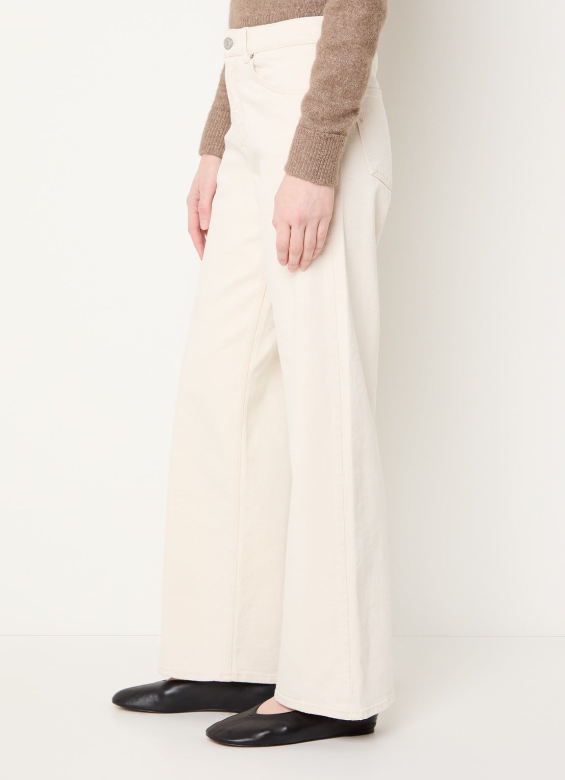 Selected Mid waist straight fit jeans met gekleurde wassing - detail 3 creme