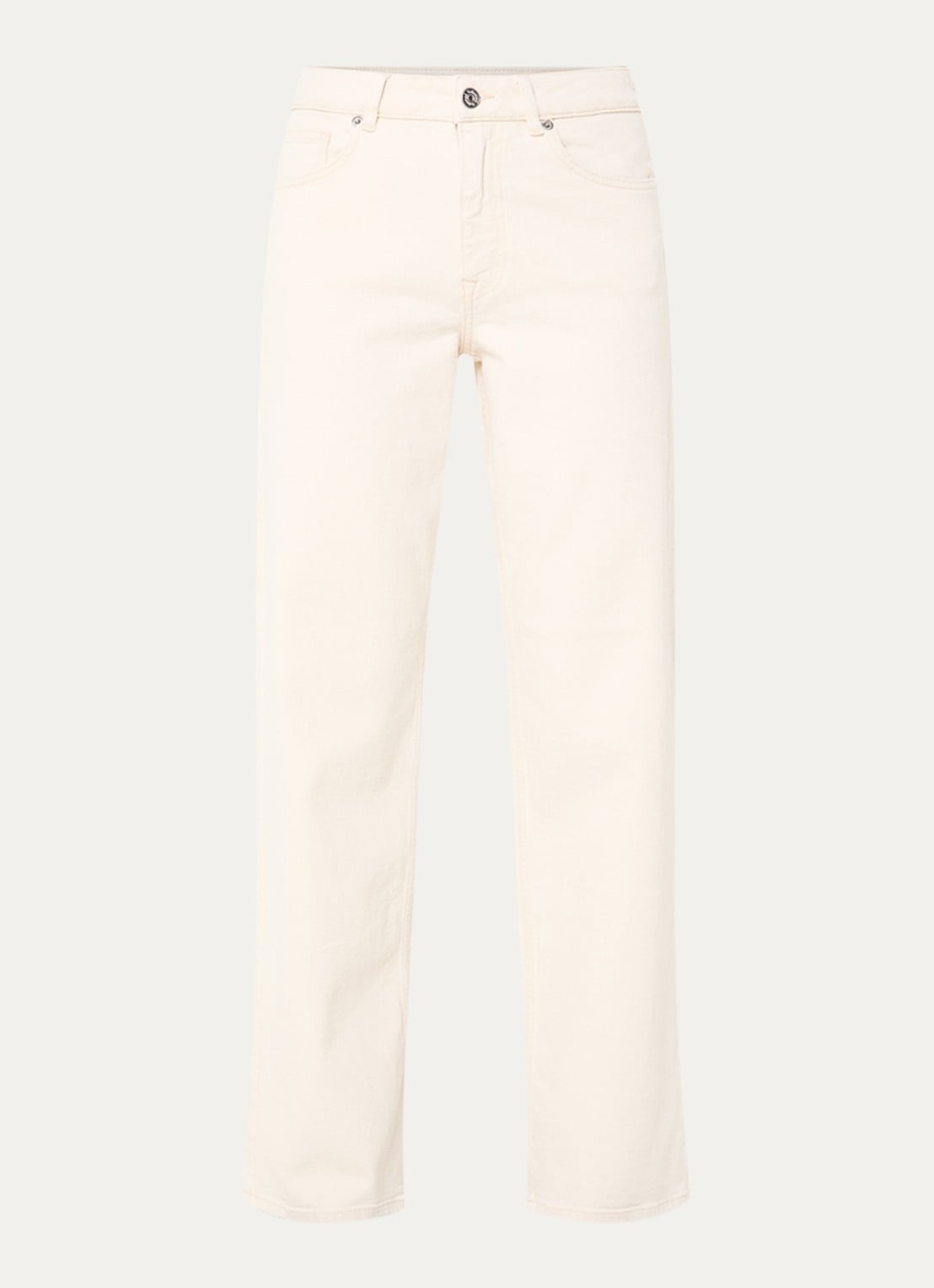 Selected Mid waist straight fit jeans met gekleurde wassing - voorkant 4 creme