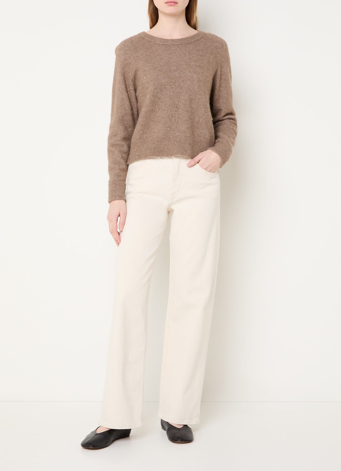 Selected Mid waist straight fit jeans met gekleurde wassing - voorkant 5 creme
