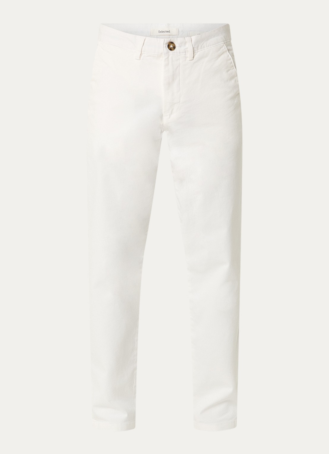 Selected Miles slim fit chino met steekzakken - voorkant 2 gebroken wit