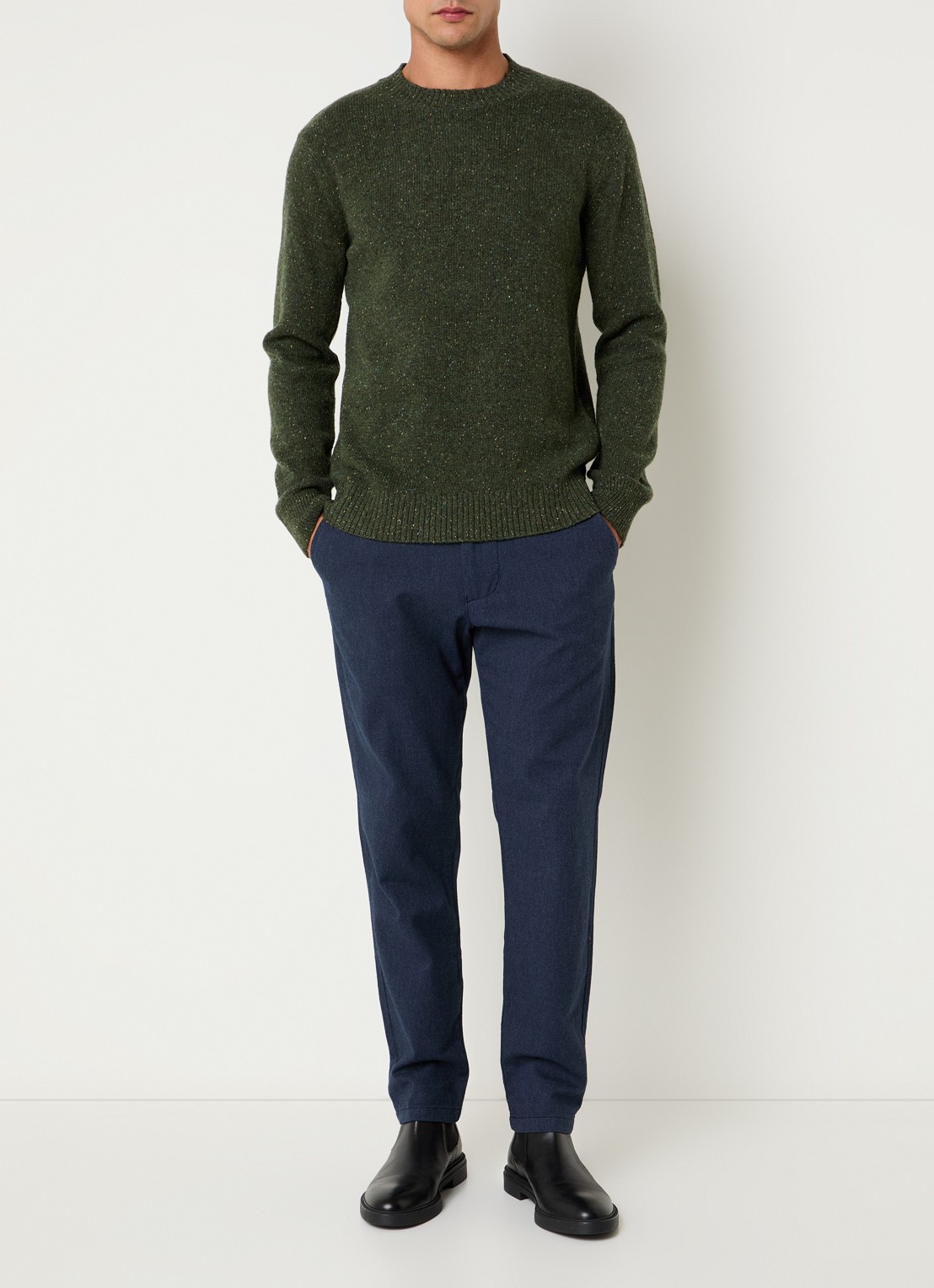 Selected Miles slim fit chino met steekzakken - voorkant 5 beige