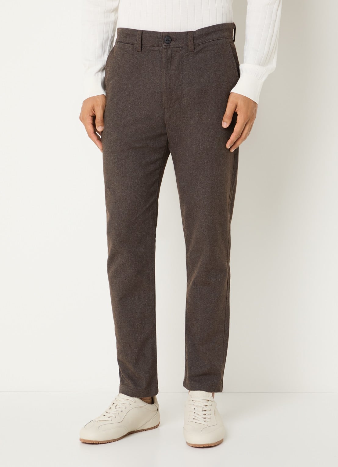 Selected Miles slim fit chino met steekzakken - detail bruin