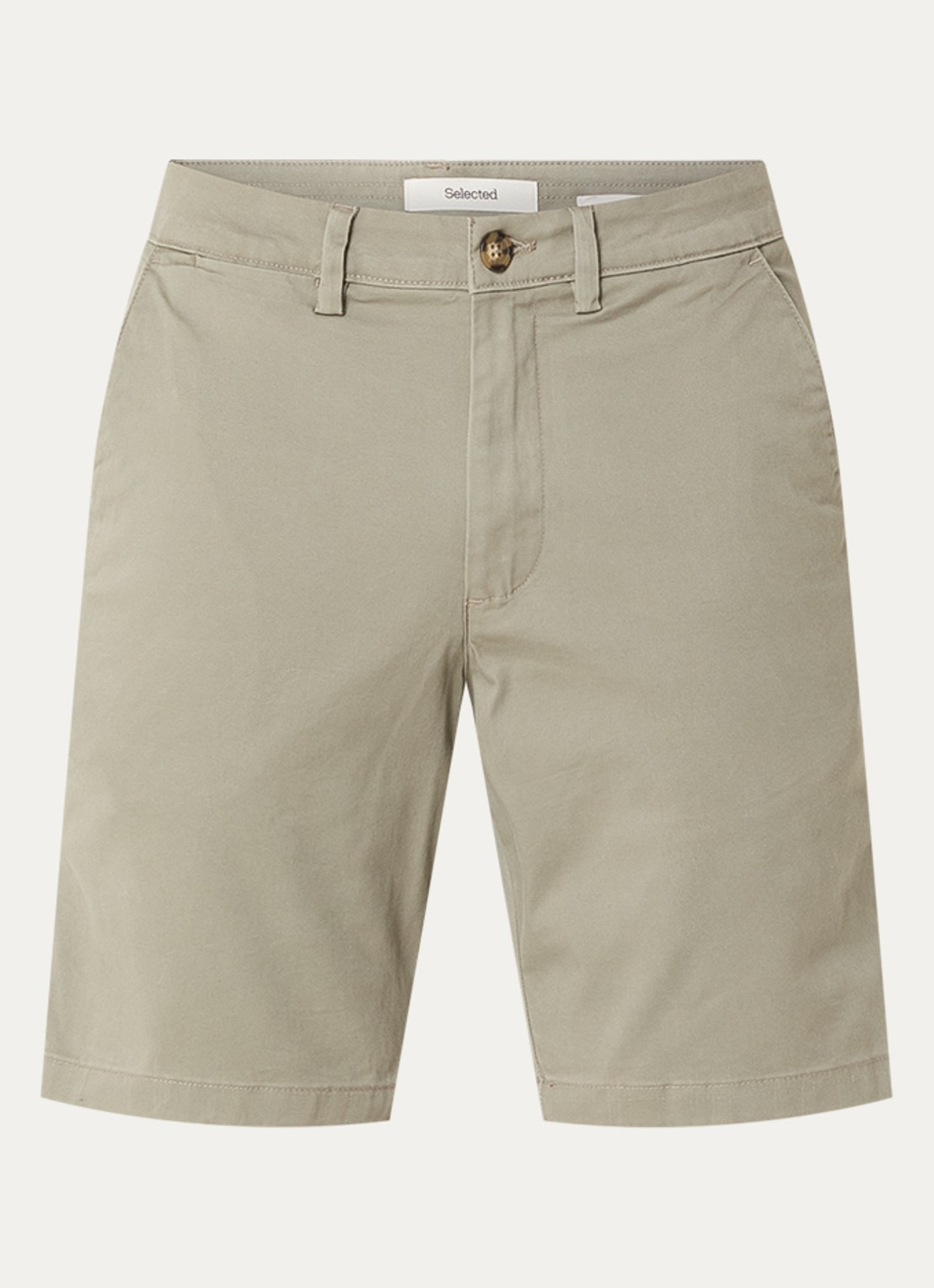 Selected Miles slim fit korte chino met steekzakken - voorkant 2 groen