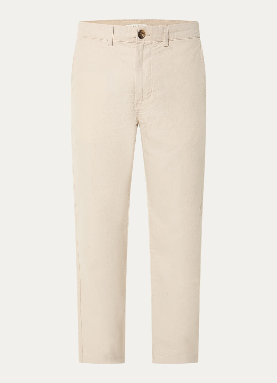 Selected Miles straight fit chino in linnenblend met steekzakken - voorkant 4 beige