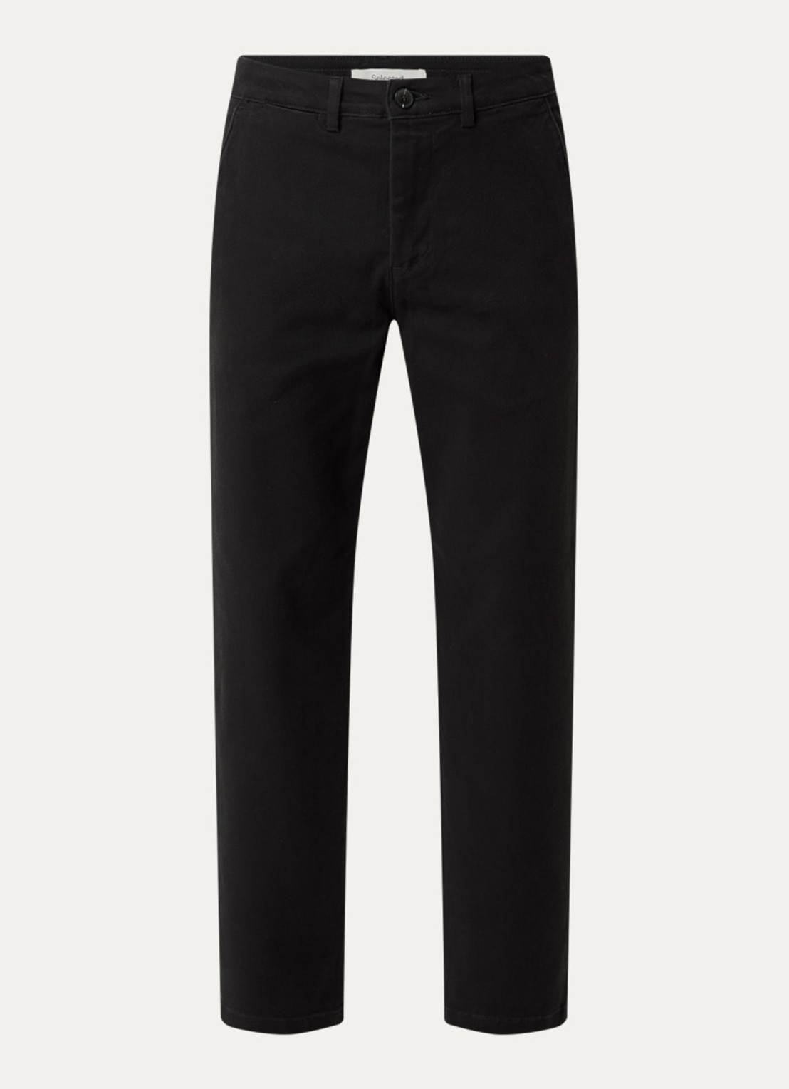 Selected Miles straight leg chino met steekzakken - voorkant 4 zwart