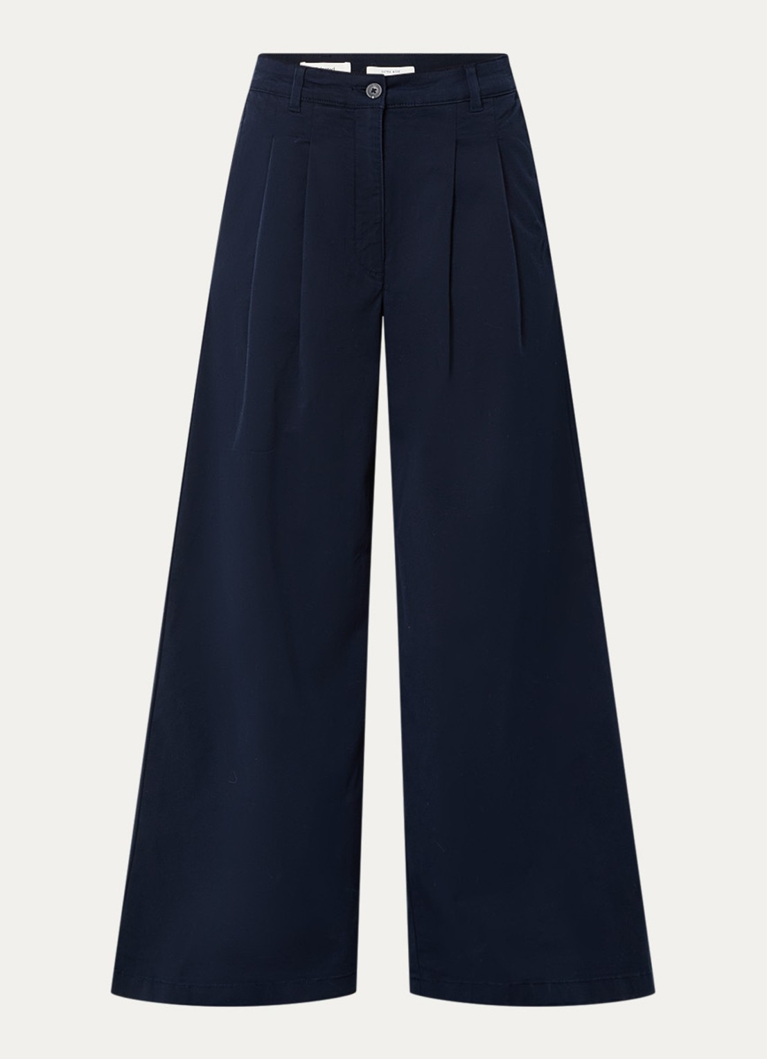 Selected Mille high waist wide leg broek met steekzakken - voorkant donkerblauw